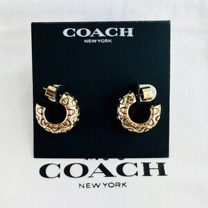 Coach Signature Quilted Chunky Hoop Gold earrings